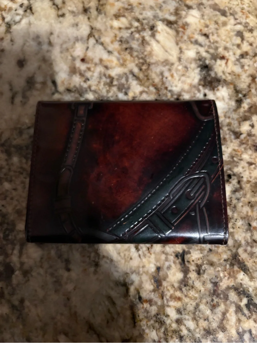 Vintage Sonya Roberts Burgundy equestrian motif Wallet Italy